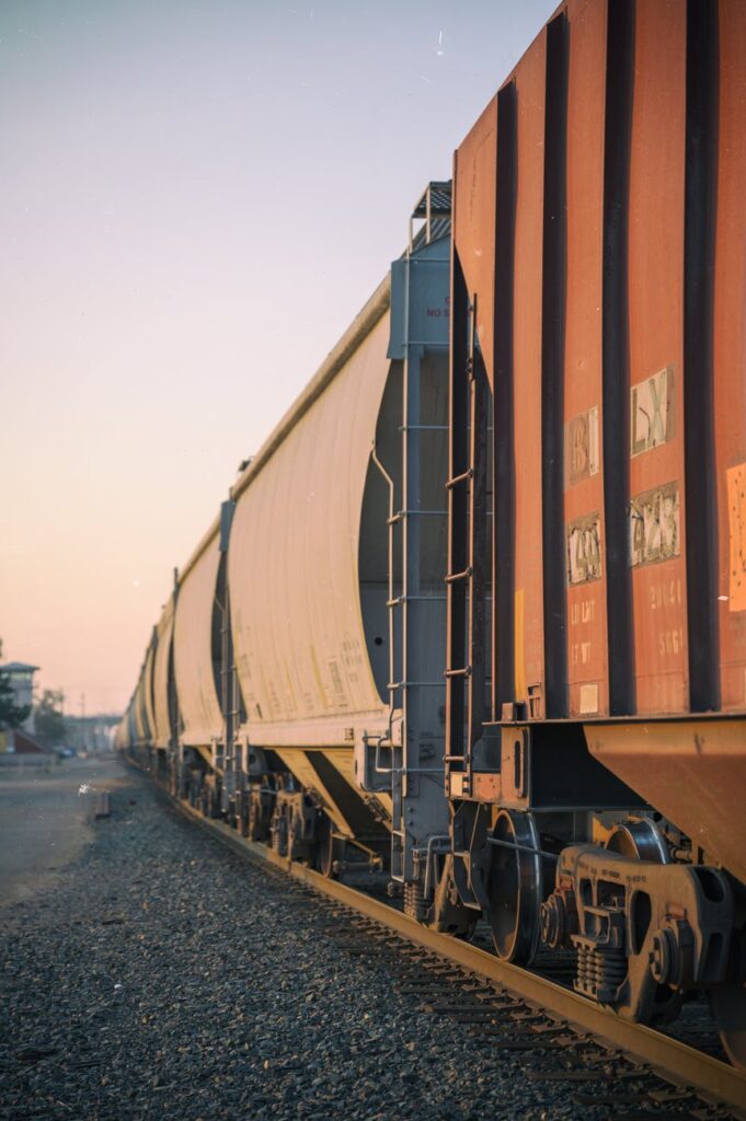 train on railroad in countryside