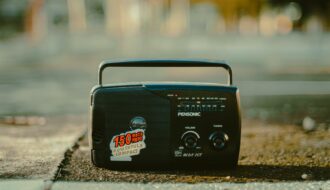 shallow focus photo of an old radio